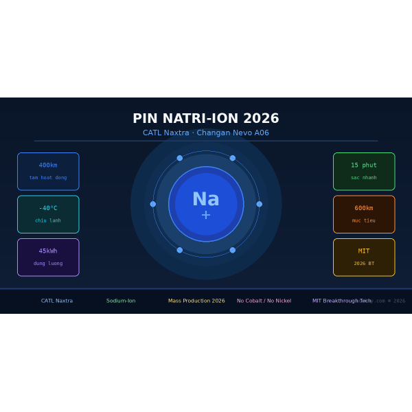 Pin Natri-Ion 2026: CATL Ra Mắt Xe Điện Thương Mại Đầu Tiên Thế Giới — Cuộc Cách Mạng Pin Giá Rẻ Bắt Đầu